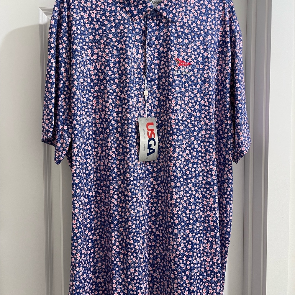 NWT USGA Golf Polo Men’s Size XXL US Open LACC 2023 Floral Geranium Polo Los Ang